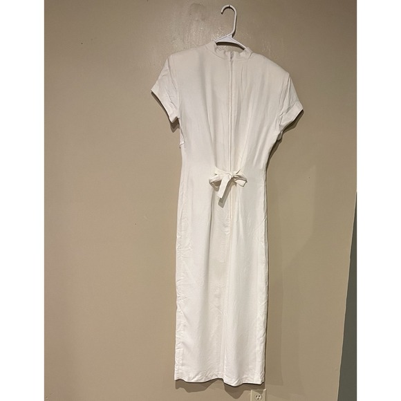 Xtrmz Vintage White/Ivory Lace Button Front Short Sleeve Mock Neck Dress Wedding - Picture 4 of 10